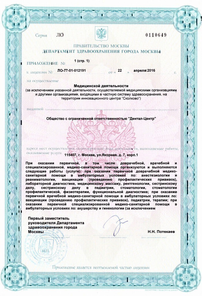 Лицензия Импладент на Коломенской