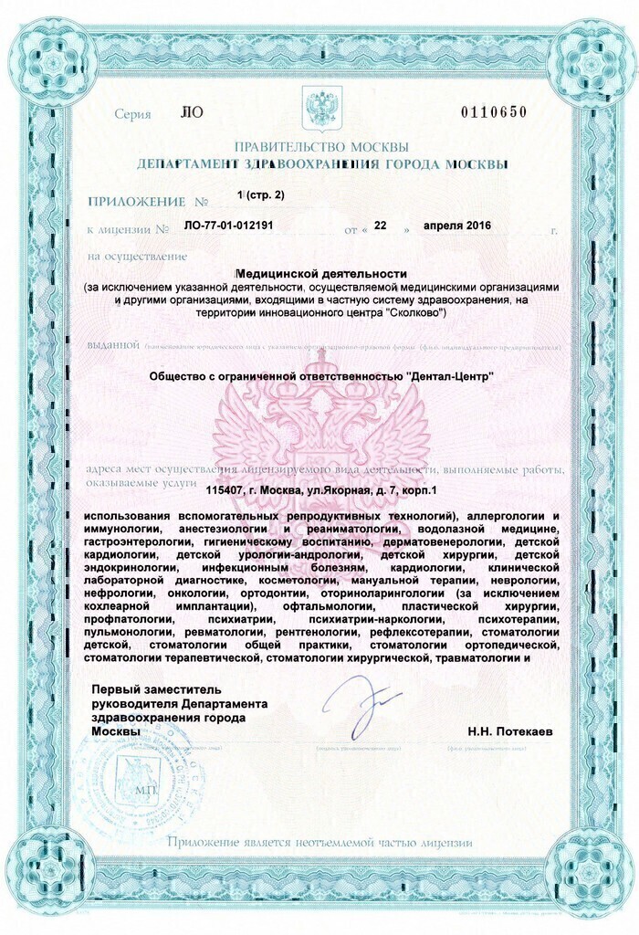 Лицензия Импладент на Коломенской