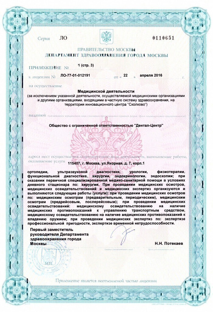 Лицензия Импладент на Коломенской